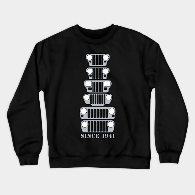 Jeep Grills Silver Logo Crewneck Sweatshirt by Caloosa Jeepers 